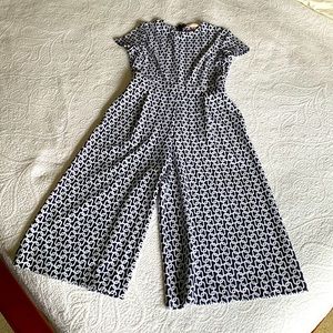 Jude Connally Navy/White sz S Wide and crop leg, short sleeved jumpsuit.
